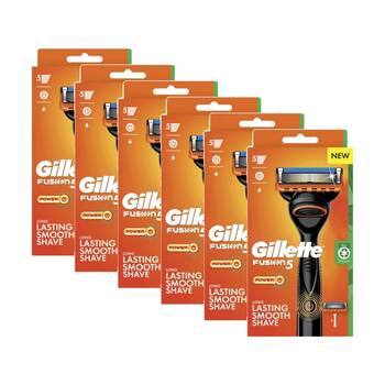 6PK Gillette Men's Fusion5 Power Razor For Close Precision Shave
