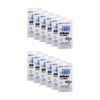 12x 4pc Gillette SkinMate Sensitive Skin Mens Disposable Razors Blue/White