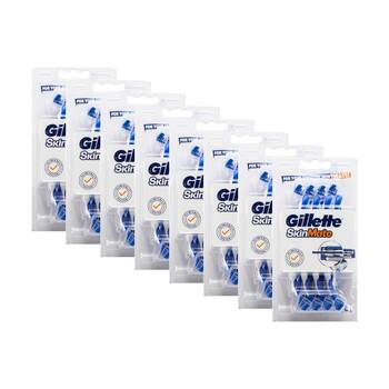 8x 8pc Gillette SkinMate Sensitive Skin Mens Disposable Razors Blue/White