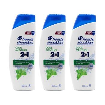 3PK Head & Shoulders 2 in 1 Shampoo Conditioner Anti Dandruff Cool Menthol 350ml