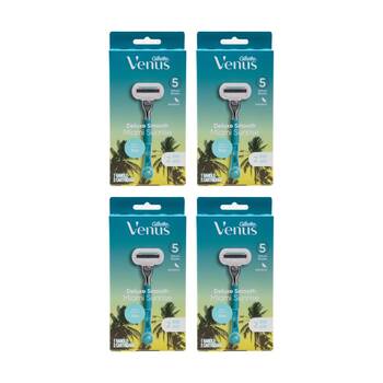 4x 3pc Gillette Venus Deluxe Smooth Miami Sunrise Razor W/ 1 Handle & 2 Blades