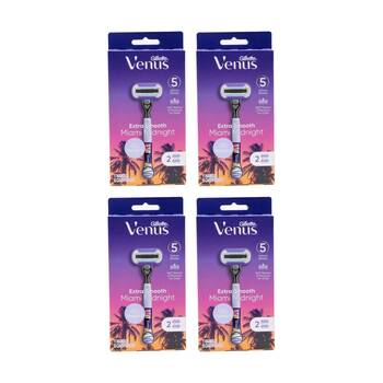 4x 3pc Gillette Venus Extra Smooth Miami Midnight Razor Handle & 2 Deluxe Blades