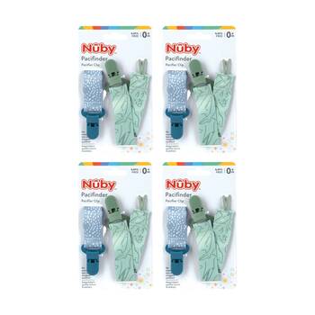 4x 2pc Nuby Pacifinder Dummy Clips Baby Accessories Dot/Dino Pattern 0m+