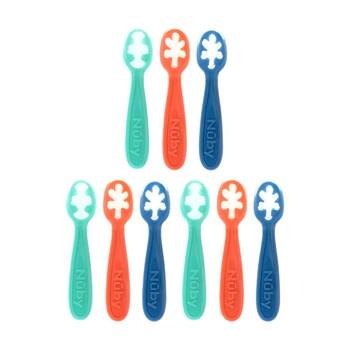 3x 3pc Nuby Baby's First Spoons Silicone Childrens Utensils Multicolour