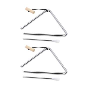 2PK Vivaio Triangle 15cm Kids Musical Percussion Instrument Classroom 3y+ Silver