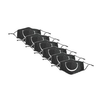 6PK Annabel Trends Reusable Smile Face Mask W/ Adjustable Ear Straps Black