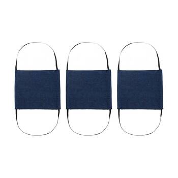 3PK Annabel Trends Face Mask Surgical Style Denim 100% Cotton 12y+