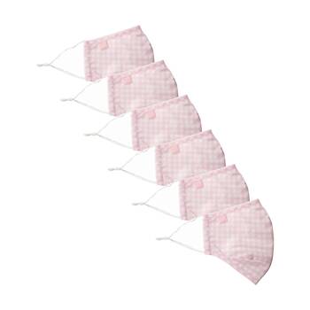 6PK Annabel Trends Kids Reusable Face Mask W/ Adjustable Ear Straps Pink Gingham