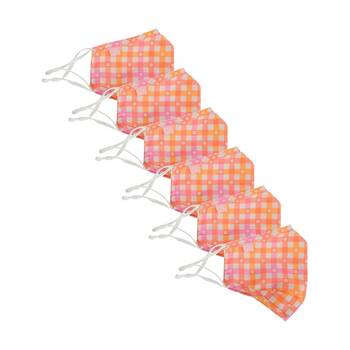 6PK Annabel Trends Reusable Face Mask W/ Adjustable Ear Straps Daisy Gingham