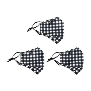 3PK Annabel Trends Reusable Face Mask W/ Adjustable Ear Straps Black Gingham