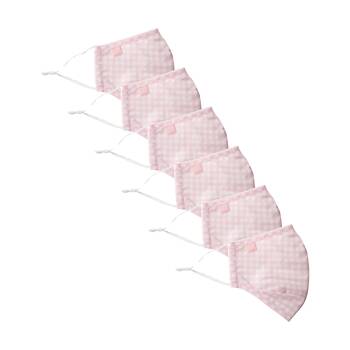 6PK Annabel Trends Reusable Face Mask W/ Adjustable Ear Straps Pink Gingham
