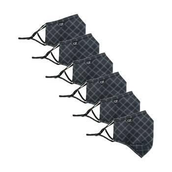 6PK Annabel Trends Reusable Face Mask W/ Adjustable Ear Straps Plaid Black