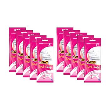 10x 5pc BIC Twin Blade Lady Sensitive Razors Reusable Multicolour
