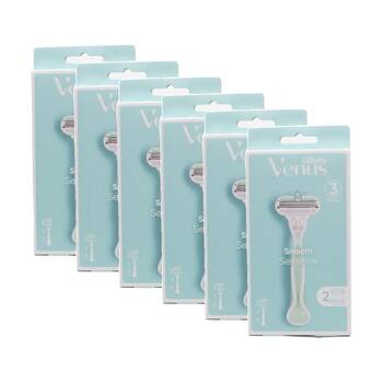 6PK Gillette Venus 3 Smooth Sensitive Razor Blade W/ Handle & 2 Cartridge