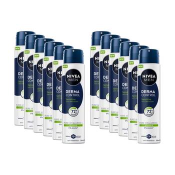 12PK Nivea Men Anti Perspirant Derma Control Sensitive 72H Pure Hyaluron Vitamin