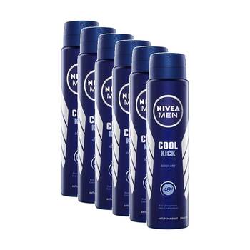 6PK Nivea Men's Antiperspirant Deodorant Aerosol 250mL Cool Kick