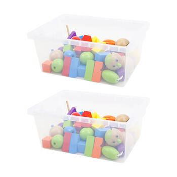 2PK Vivaio Transparent Tray Plastic Storage Organiser 150mm Clear
