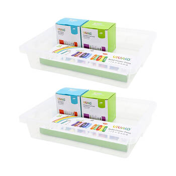 2PK Vivaio Transparent Tray Plastic Storage Organiser 75mm Clear