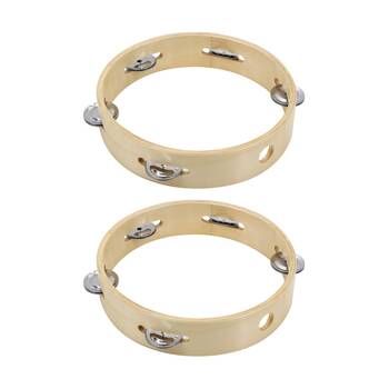 2PK Vivaio Headless Tambourine Wooden Percussion Musical Instrument 15cm Wood