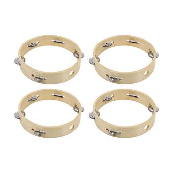 4PK Vivaio Headless Tambourine Wooden Percussion Musical Instrument 15cm Wood