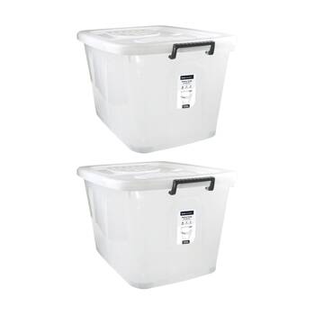 2x Boxsweden Heavy Duty Organisation Storage Box W/ Wheels White 130L