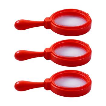 3PK Vivaio Easy-Grip Handle Magnifying Glass Kids Play Toy 11x20cm 3y+ Assorted