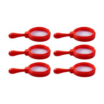 6PK Vivaio Easy-Grip Handle Magnifying Glass Kids Play Toy 11x20cm 3y+ Assorted