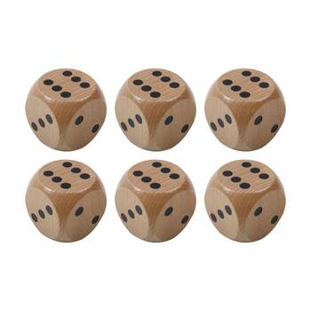 6PK Vivaio Wooden Dice Natural Wood Educational Math Toy W/ Dots 3y+ Brown