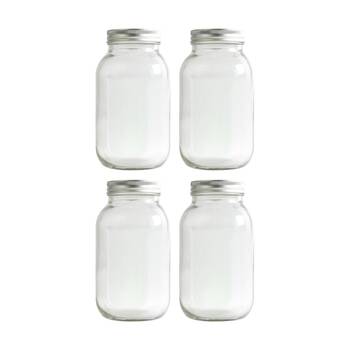 4PK Tacco Glass Jars 1L Durable Storage Container For Crafts 85x17cm Clear