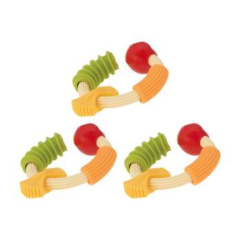 3x Nuby Pasta Ring Teether Soft Silicone Textured Shapes Multicolour 3m+