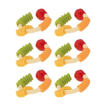 6x Nuby Pasta Ring Teether Soft Silicone Textured Shapes Multicolour 3m+