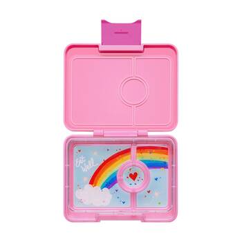 Yumbox Kids Snack Box 3 Compartment Leakproof?Lunchbox Rainbow Power Pink