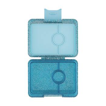 Yumbox Kids Snack Box 3 Compartment Leakproof Lunchbox Glitter Twinkle Aqua