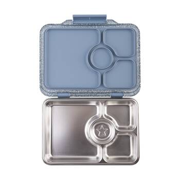 Yumbox Kids Pret Stainless Steel 4 Compartment Bento Box Glitter Paris Blue