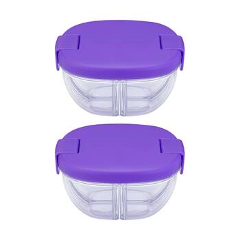 2PK Yumbox Kids 3 Compartment Leakproof Snack Bowl Container Haze Purple 384ml