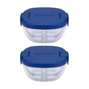 2PK Yumbox Kids 3 Compartment Leakproof Snack Bowl Container Navy Blue 384ml