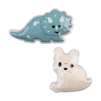 2pc Melii Kids Lunch Cooler Gel Ice Pack Set Dinosaur & Bulldog Design