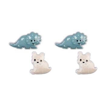 2x 2pc Melii Kids Lunch Cooler Gel Ice Pack Set Dinosaur & Bulldog Design