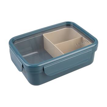Melii 3 Compartment?Bento Lunch Box W/ Removable Insert Blue Mint 1.25L