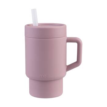 Melii Silicone Toddler Easy-Grip Handle Tumbler With Straw Pink 265ml