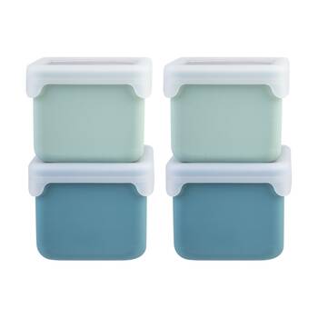 2x 2pc Melii Silicone Kid-Friendly Snack Food Containers Set Blue/Mint 236ml