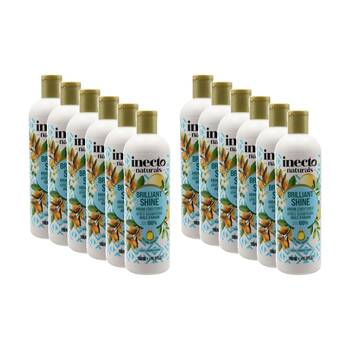 12PK Inecto Naturals Brilliant Shine Argan Conditioner Dull/Frizzy Hair 500mL