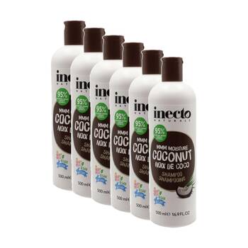 6PK Inecto Naturals MMM Moisture Coconut Oil Vegan Shampoo For Dry Hair 500mL