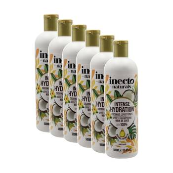 6PK Inecto Naturals Intense Hydration Coconut Oil Conditioner For Dry Hair 500mL