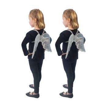 2PK Rubies Angel Wings Child Costume Dress Up Party Accessory Silver