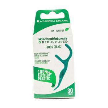 30pc Wisdom Naturals Recycled Plastic Dental Floss Picks Set Green