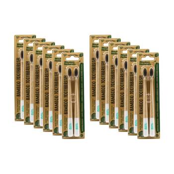 12x 2pc Wisdom Naturals Biodegradable Toothbrushes W/ Charcoal Bristles Bamboo