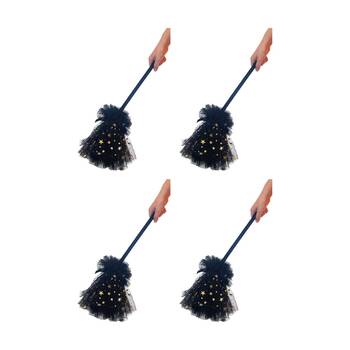 4PK Rubies Witch Black & Gold Star Broom Child Costume Dress Up Party Accessory