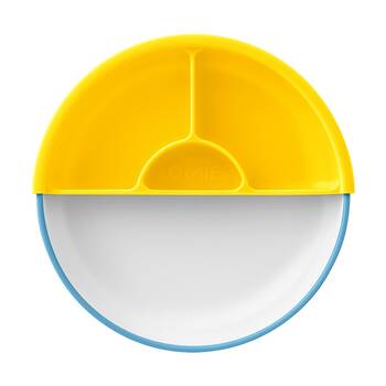 2pc Omie Toddler Plate Easy Scoop Edge W/ Divider Blue/Yellow 7.5cm Diameter