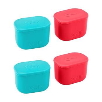 2x 2pc Omie Omiebox Up Silicone Dip Leakproof Containers Set Pink/Teal 220ml